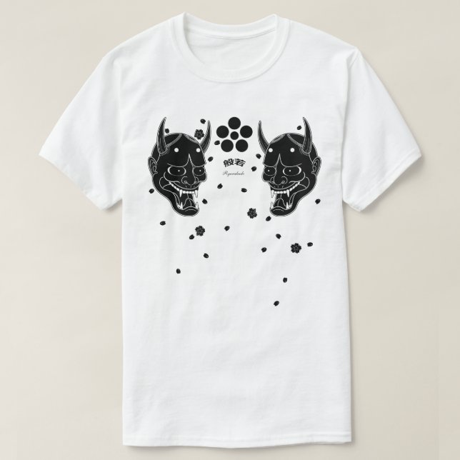 Camiseta Hannya preto e flor de cerejeira (Frente do Design)