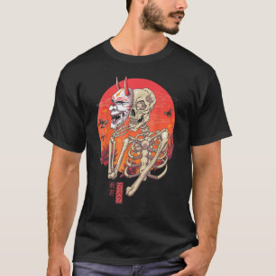 Camiseta Hannya Skeleton Yokai Mask Japonês
