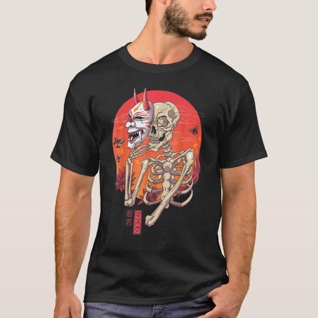 Camiseta Hannya Skeleton Yokai Mask Japonês (Frente)