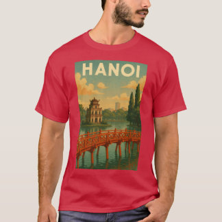 Camiseta Hanoi Hoan Kiem Lake and Red Bridge Vietnam girl