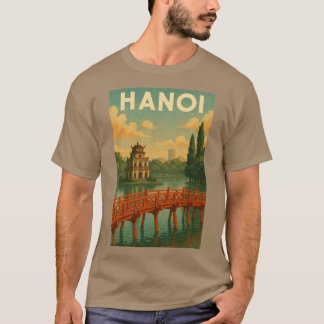 Camiseta Hanoi Hoan Kiem Lake e Red Bridge Vietnam vintag