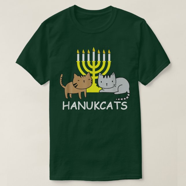 Camiseta Hanukcats Funny Hanukkah Gift Cute Kawaii Cat  (Frente do Design)