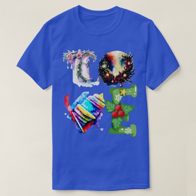 Camiseta Hanukkah ama a menorah pela cristã judia (Frente do Design)