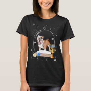 Camiseta Hanukkah British Buldogue Snow Globe Pajama