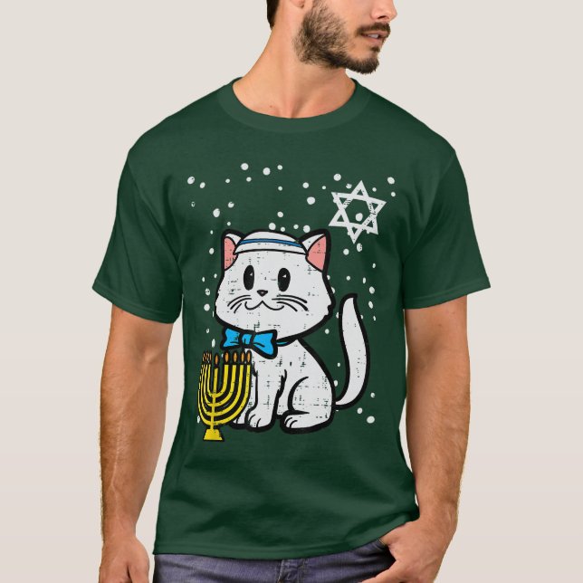 Camiseta Hanukkah Cat Cute Chanukah Jewish Women Girls oddl (Frente)
