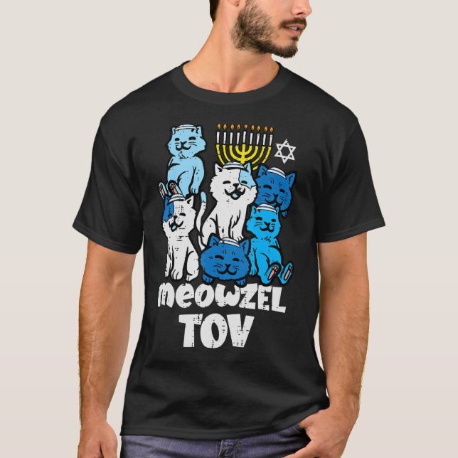 Camiseta Hanukkah Cats Meowzel Tov Chanukah Mulheres Judias (Frente)