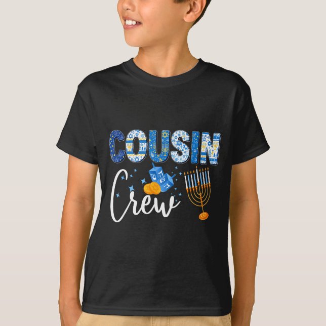 Camiseta Hanukkah Cousin Crew Matching Family Christmas Paj (Frente)