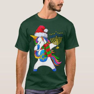 Camiseta Hanukkah Dabbing Judaico Unicorn Chanukah