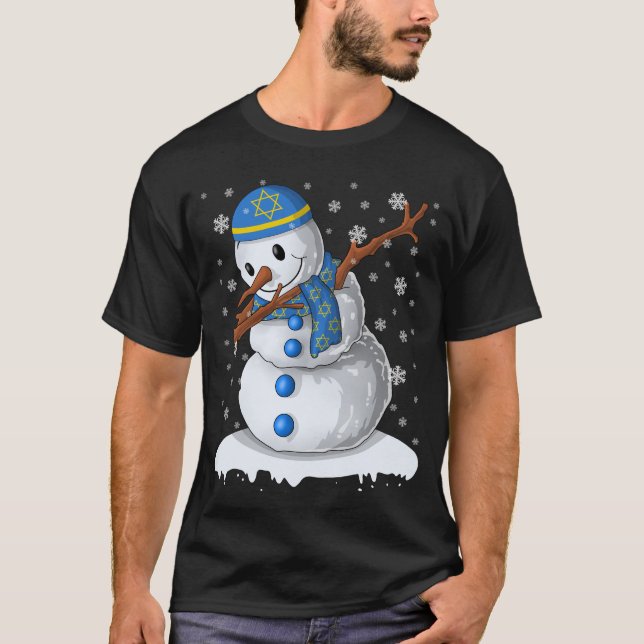 Camiseta Hanukkah Dabbing Snowman Chanukah Holiday (Frente)