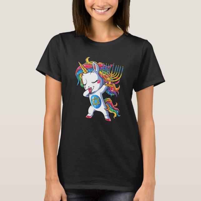 Camiseta Hanukkah Dabbing Unicorn Jewnicorn Chanukah Jewish (Frente)