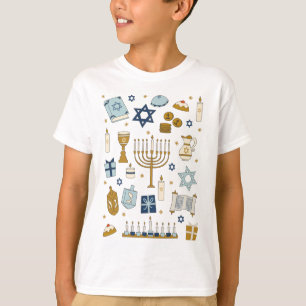 Camiseta Hanukkah Doodles ilustre fofo, T-Shirt
