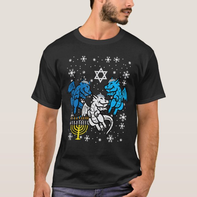 Camiseta Hanukkah Dragons Chanukah Jewish Men Women  Boys G (Frente)