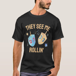 Camiseta Hanukkah Dreidel Eles Me Veem Rolando  Chanuk Juda