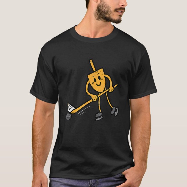 Camiseta Hanukkah Dreidel Ice Hockey Chanukah Homens Judeus (Frente)