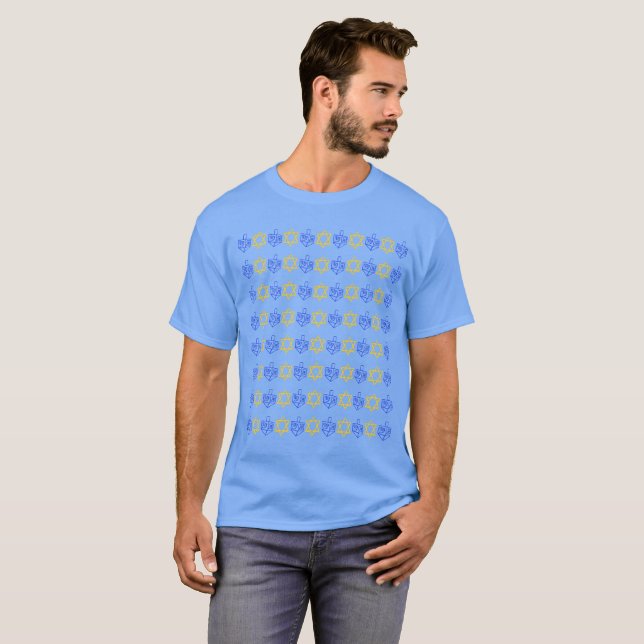 Camiseta Hanukkah Dreidels + Stars (Frente Completa)