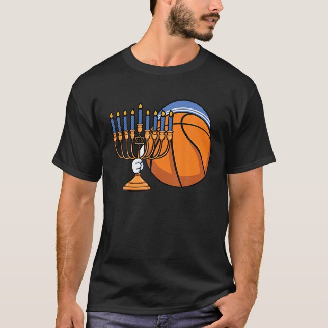 Camiseta Hanukkah Festival De Basquete Das Luzes Chanukah J (Frente)