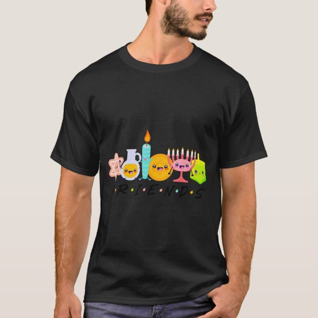 Camiseta Hanukkah Friends Menorah Traditional Jewish Dreide (Frente)