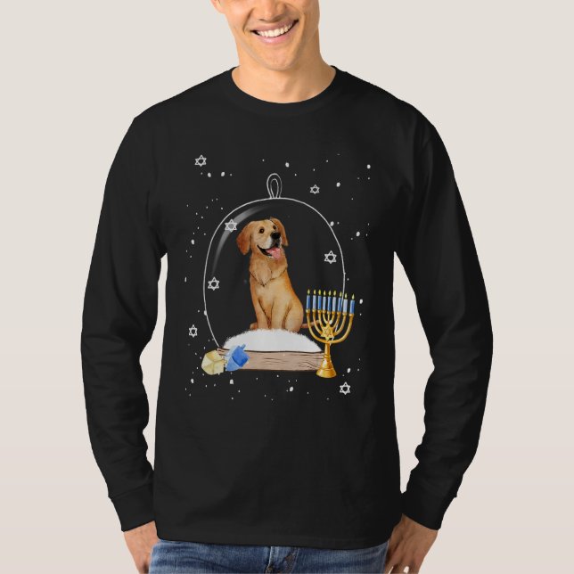 Camiseta Hanukkah Golden Retriever Dog Snow Globe Pajama (Frente)