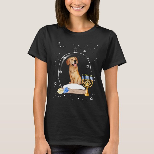 Camiseta Hanukkah Golden Retriever Dog Snow Globe Pajama (Frente)