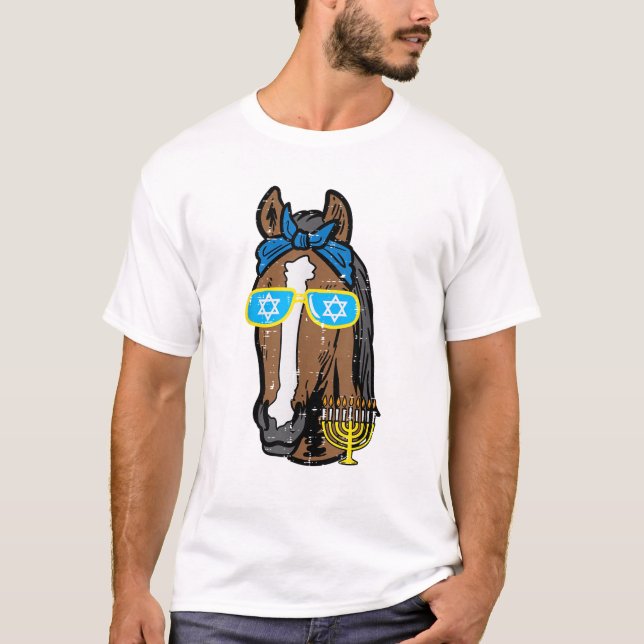 Camiseta Hanukkah Horse Chanukah Judaica Mulheres Equestres (Frente)