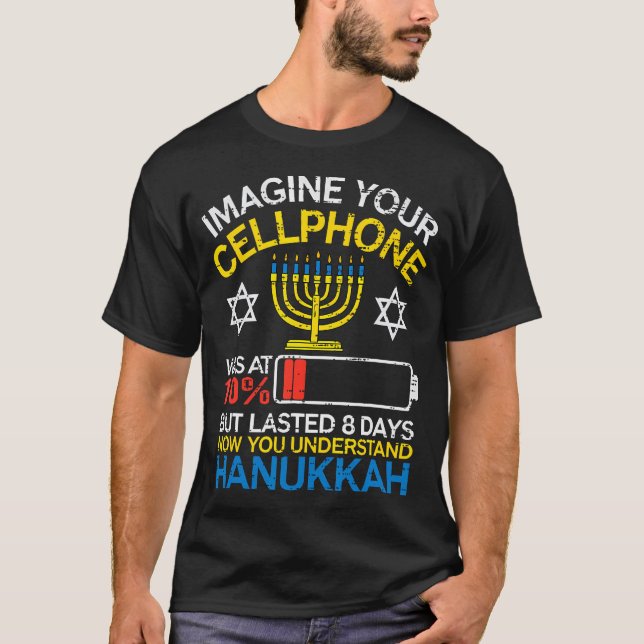 Camiseta Hanukkah Imagine Your Cellphone Chanukah Jewish Me (Frente)