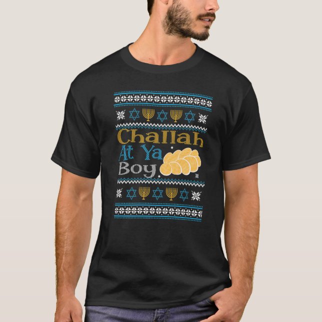 Camiseta Hanukkah Jewish Challah At Ya Boy Ugly Sweater Sty (Frente)