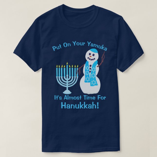 Camiseta Hanukkah Jewish Snowman Lançou Sua Diversão Yamuka (Frente do Design)