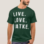 Camiseta Hanukkah Latke Party Live Love Trava Menor Judeu<br><div class="desc">Festa de Chanucá, Ao Vivo, O Amor Trava O Feriado Judeu Menorah.</div>