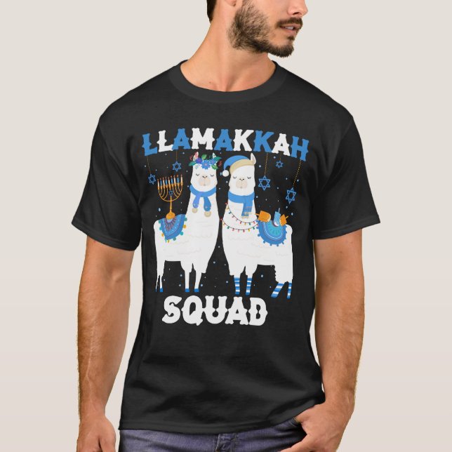 Camiseta Hanukkah Llama Christmas Happy Llamakah Squad Cute (Frente)