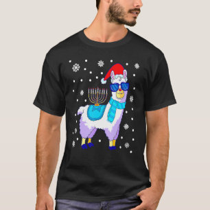 Camiseta Hanukkah Llama Menorah Alpaca Santa Hat Natal