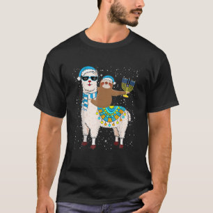 Camiseta Hanukkah Llamakah Llama Sloth Happy Hanukkah
