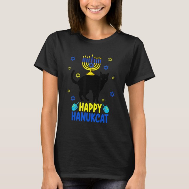 Camiseta Hanukkah Menorah Cat  Meowzel Tov Chanukah Jewish (Frente)