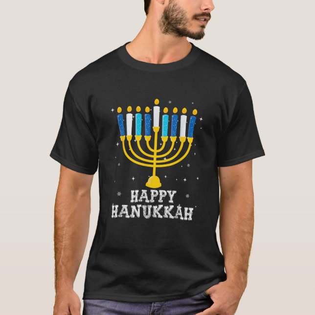 Camiseta Hanukkah Menorah Happy Hanukkah  (Frente)