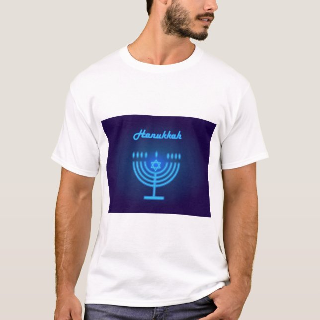 Camiseta Hanukkah Menorah lança decoração do Festival (Frente)