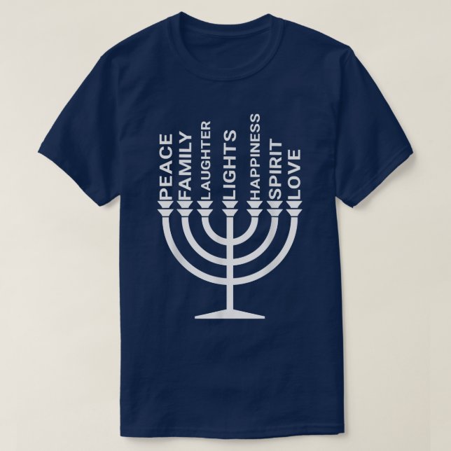 Camiseta Hanukkah Menorah Lights Family Love Novelty T (Frente do Design)