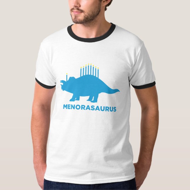 Camiseta Hanukkah Menorasaurus Menorah Dinossauro (Frente)