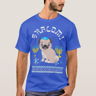 Camiseta Hanukkah Pug Dog Shalom Menorah Yarmulke Hanukkah