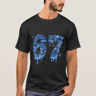Camiseta Hanukkah Seis Sete 67 Meme Engraçado Dreidel Menor