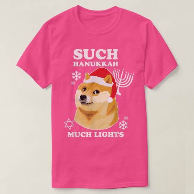 Camiseta Hanukkah Shibe Doge Tanta Luz Chanucá (Frente do Design)