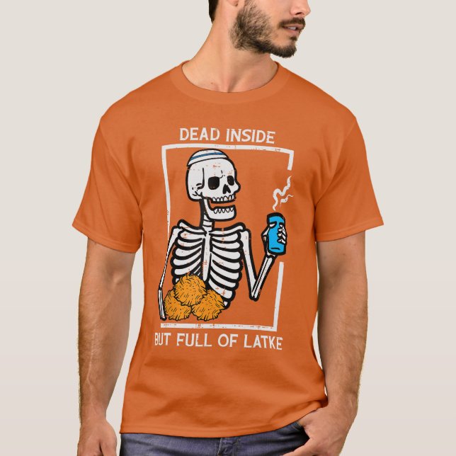 Camiseta Hanukkah Skeleton Dead Inside Full Latke Chanukah  (Frente)