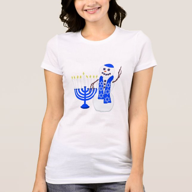 Camiseta Hanukkah Snowman Cute Engraçado (Frente)