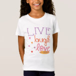 Camiseta Hanukkah T-Shirt "Live Laugh Love a Latke"<br><div class="desc">Hanukkah "Live Laugh Love a Latke" T-Shirt Personalize, acrescentando texto à camisa. Use seu estilo, cor e tamanho de fonte favoritos. O design pode ser transferido para outros produtos zazzle. Estilo: Camisa de T-Shirt Fine Jersey, das garotas Ela sempre saberá o que vestir com esta camiseta versátil da LAT. Esta...</div>