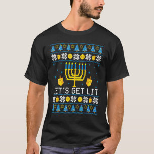 Camiseta Hanukkah Vamos Lit Judeu Ugly Sweater Channuk