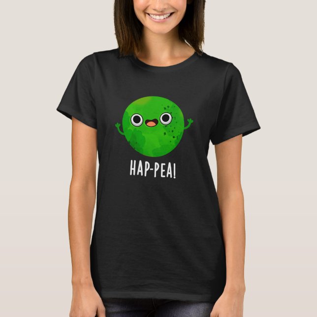 Camiseta Hap-pea Engraçado Feliz Pea Pun Dark BG (Frente)