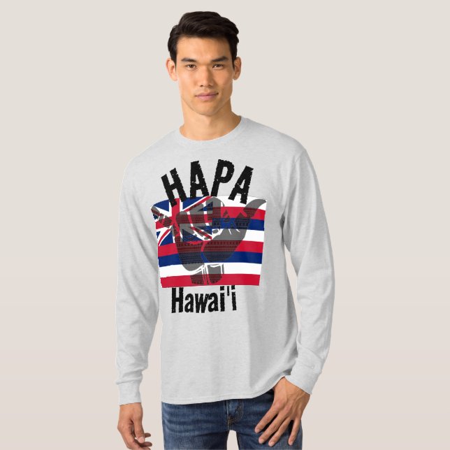 Camiseta HAPA HAWAII HI Flag TRIBAL SHAKA BG (Frente Completa)
