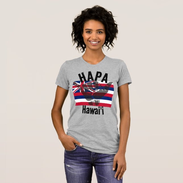 Camiseta HAPA HAWAII HI Flag TRIBAL SHAKA BG (Frente Completa)