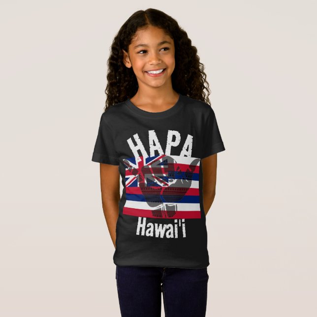 Camiseta HAPA HAWAII HI Sinalizador TRIBAL SHAKA BG (Frente Completa)