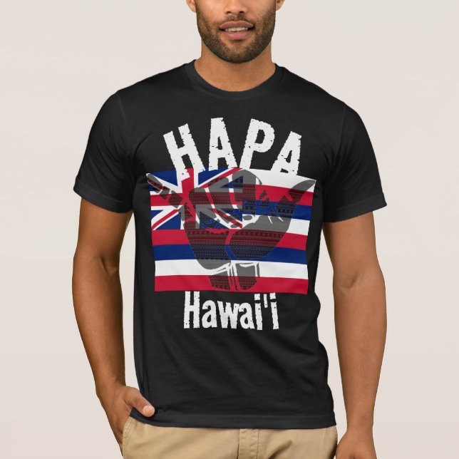 Camiseta HAPA HAWAII HI Sinalizador TRIBAL SHAKA BG (Frente)