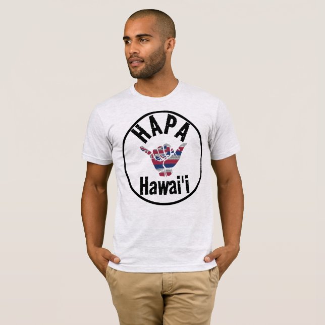 Camiseta HAPA HAWAII TRIBAL HI Flag SHAKA (Frente Completa)