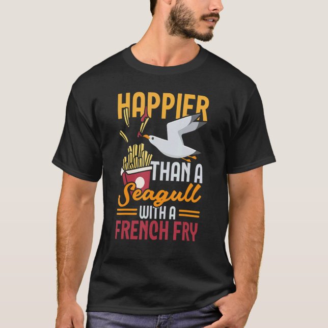 Camiseta Happier Than A Seagull Bird   Ornithology Gull (Frente)
